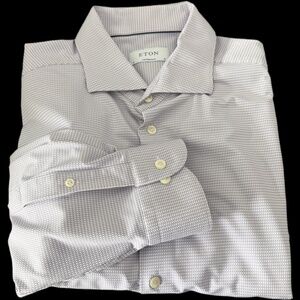 Mens Eton Contemporary Dress Shirt Four-Way Stretch Purple Check 46-18, XXL